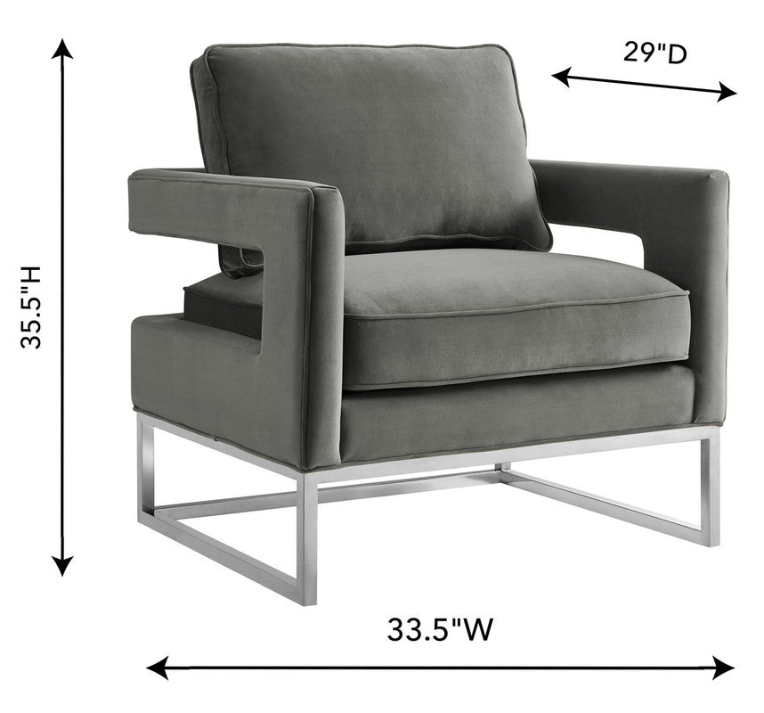 Ameshoff Velvet Accent Chair - Grey