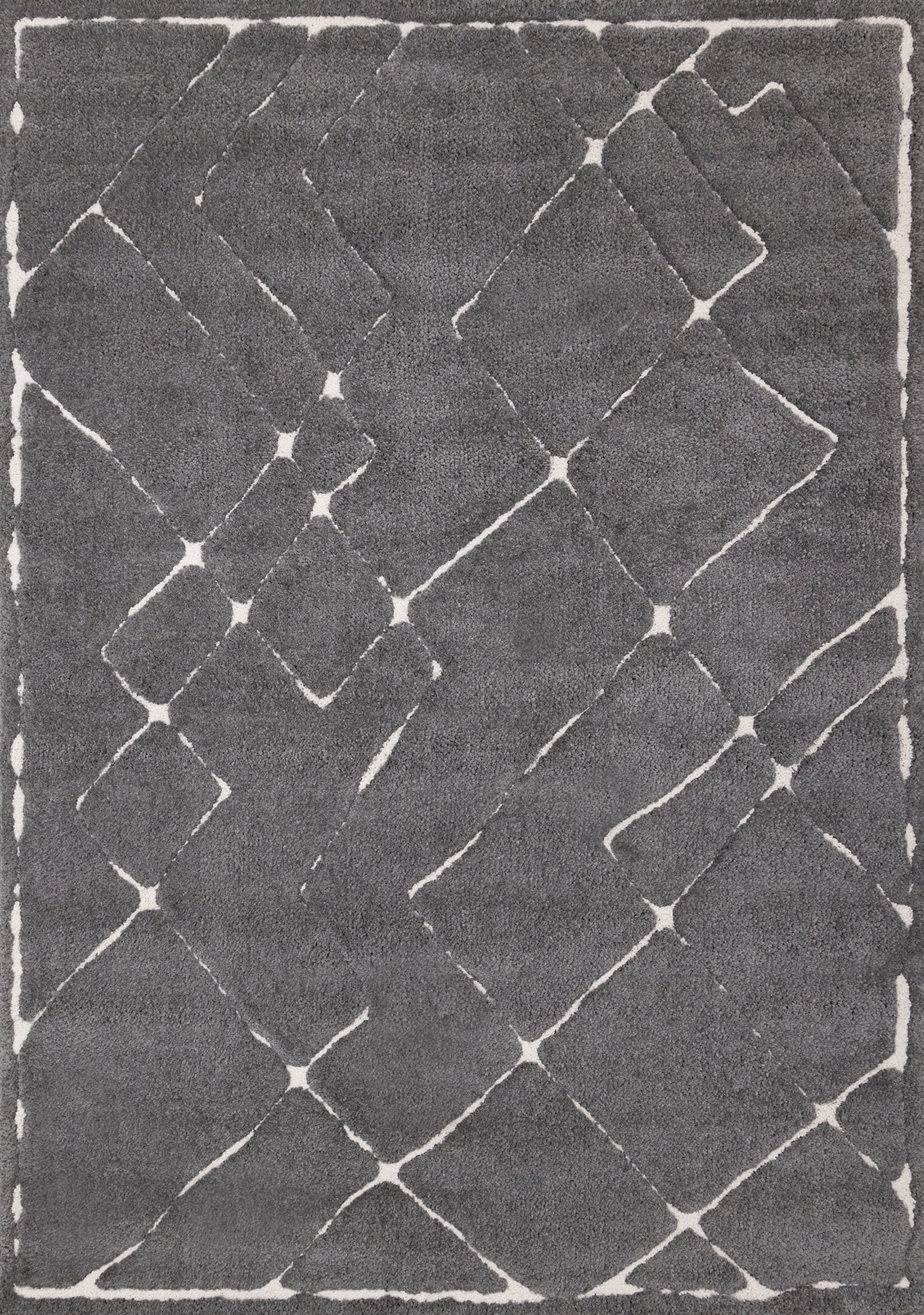 Obsidian 5'3" x 7'7" Broken Lattice Area Rug - Grey, White