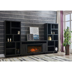 Tessan 3-Piece Fireplace Entertainment Wall Unit – Dark Grey, Brown