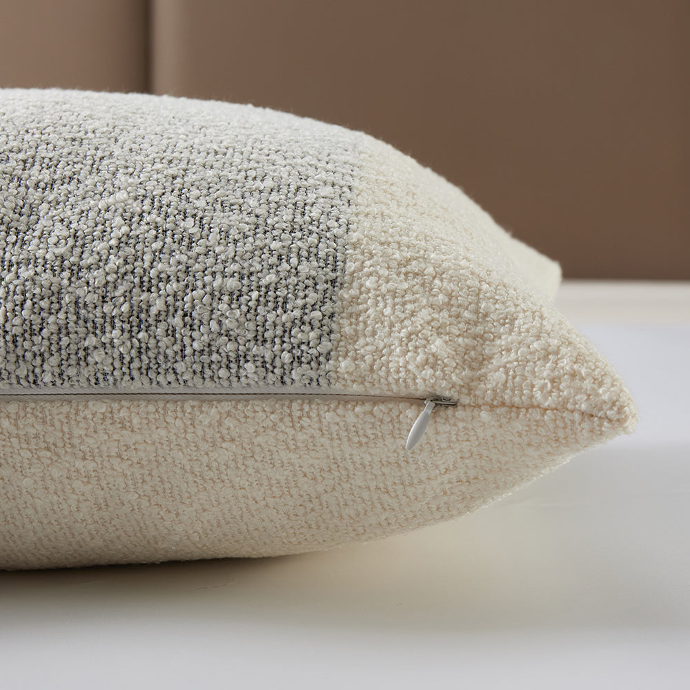 Close-up of The Great Indoors 18 x 18" Striped Cushion showing textured woven fabric and concealed zipper
