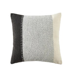 The Great Indoors 18 x 18" Striped Cushion with textured charcoal grey, light grey and ivory colour-blocked panels