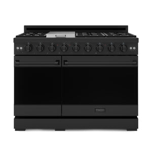 Thor Kitchen Black Stainless Steel Freestanding Professional Double Oven Gas Range|Gordon Ramsay Series (7 cu.ft.) - RSG48EB
