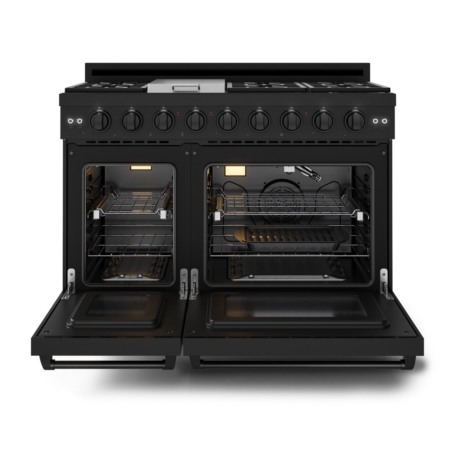 Thor Kitchen Black Stainless Steel Freestanding Professional Double Oven Gas Range|Gordon Ramsay Series (7 cu.ft.) - RSG48EB