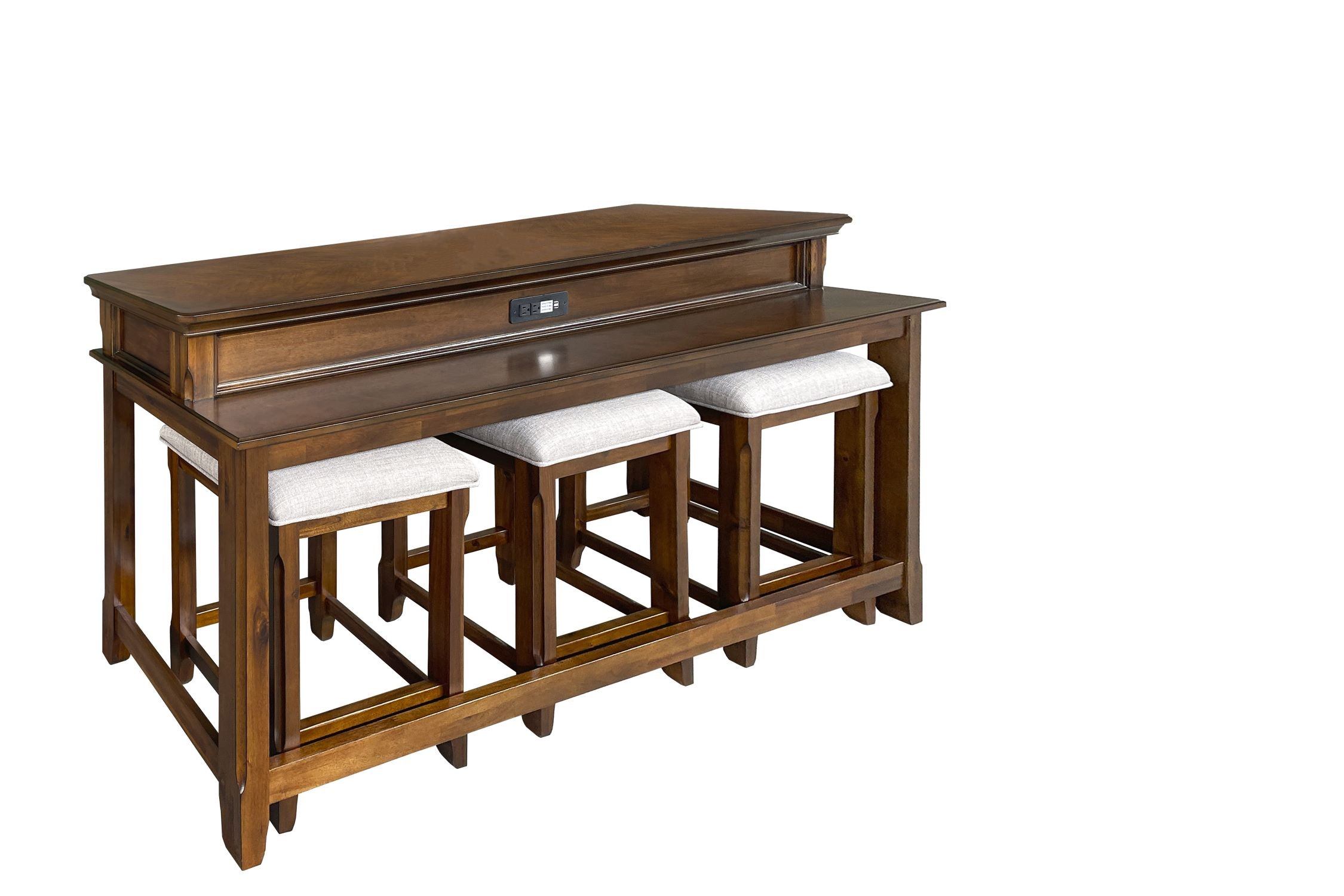 Turner 4-Piece Sofa Table with Stools - Walnut