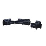 Verissimo Leather Sofa, Loveseat and Chair Set - Black