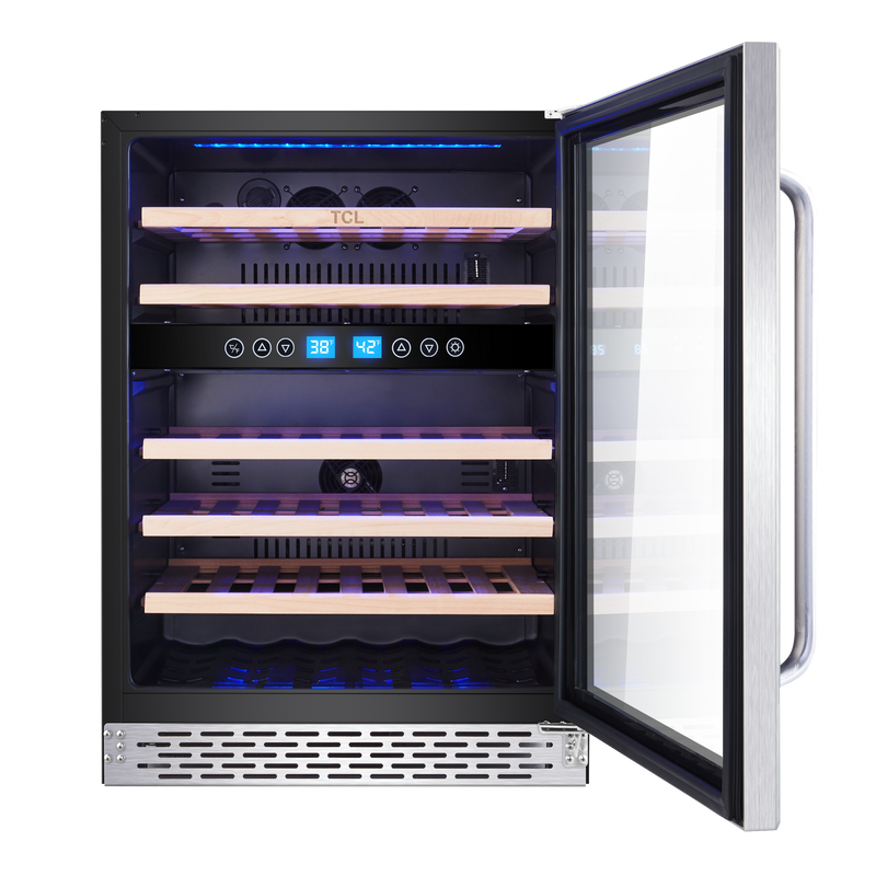 TCL Stainless Steel 46-Bottle Dual Zone Wine Cooler - W522F | Leon's