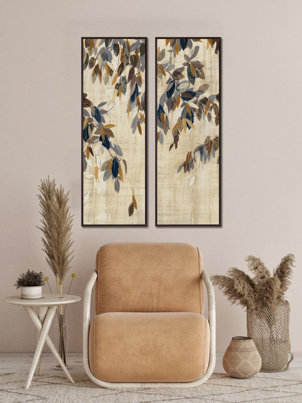 Falling Leaves I Wall Art - Copper/Blue - 17 X 49