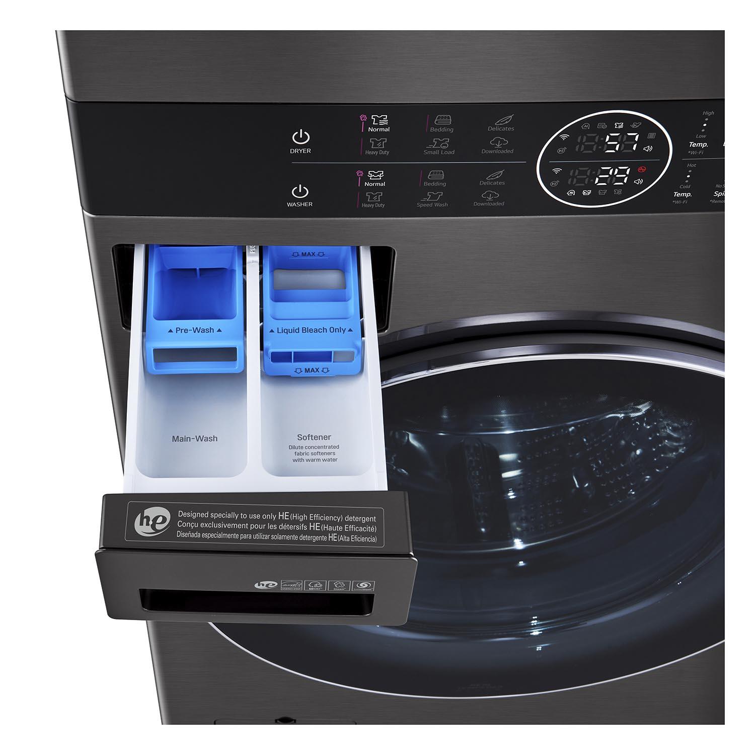 LG Black Stainless Steel Wash Tower™ 5.2 Cu. Ft. Front Load Washer and 7.4 Cu. Ft. Gas Dryer - WKGX201HBA