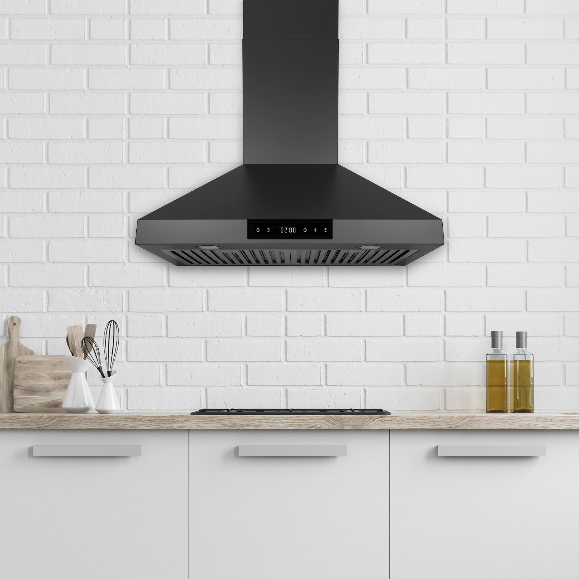 Hauslane Chef Series Matte Black 30" 860 CFM Wall Mount Range Hood - WM-538BLK-30