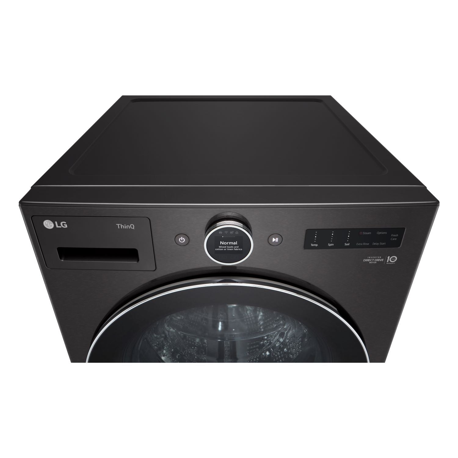 LG Black Steel Front Load Washer with AI DD™ 2.0 and LCD Knob (5.8 cu. ft) & Ultra Large Capacity Smart Front Load Dryer with Built-In Intelligence & TurboSteam® (7.4 cu. ft) - WM6700HBA/DLEX6700B