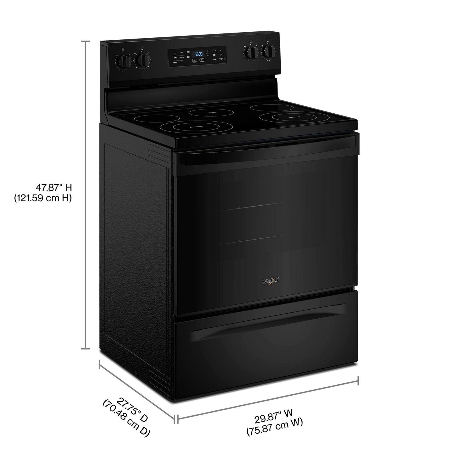 Whirlpool Black Freestanding Electric Single Oven Convection Range (5.3 Cu. Ft.) - YWFES4530SB