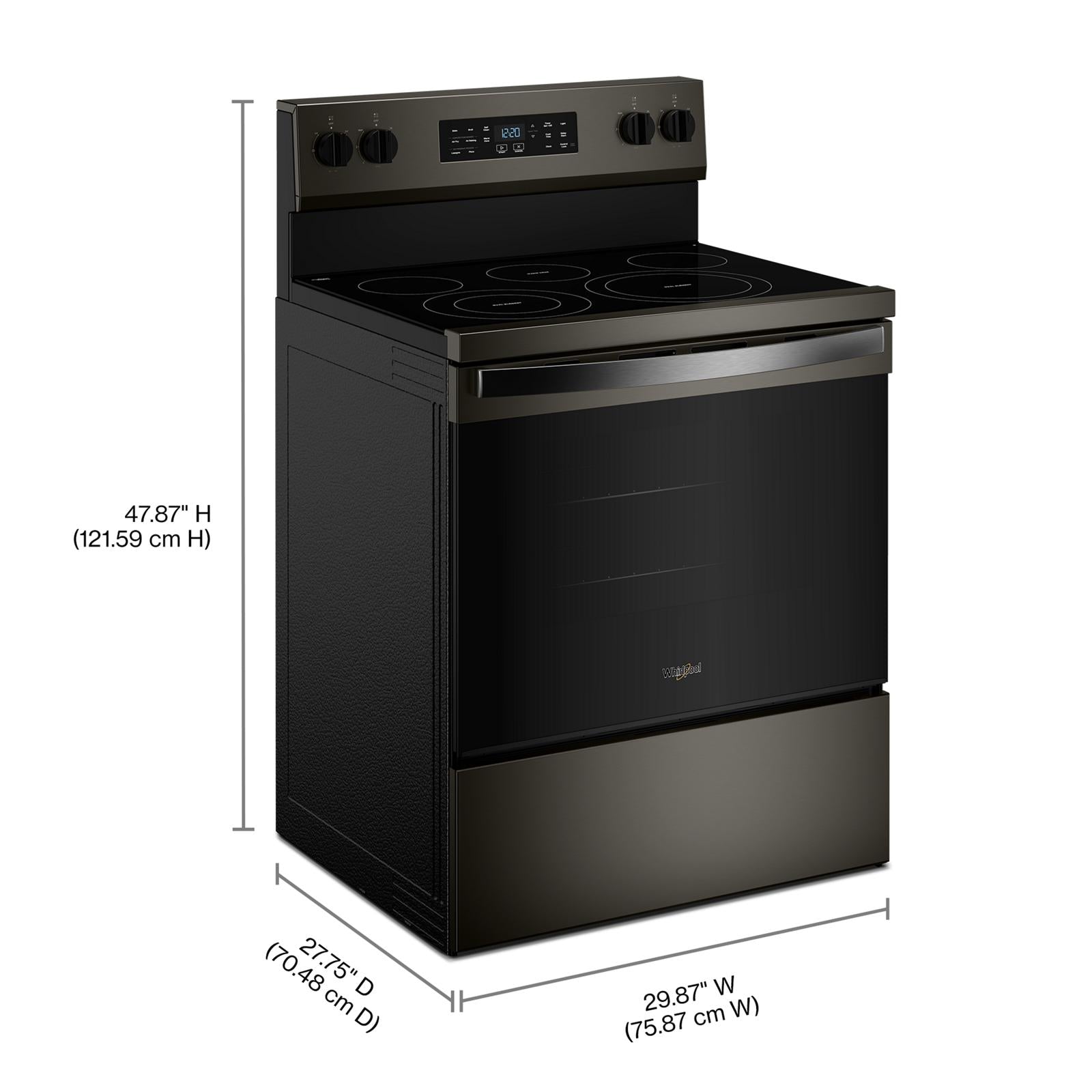 Whirlpool Black-on-Stainless Freestanding Electric Single Oven Convection Range (5.3 Cu. Ft.) - YWFES5730SV