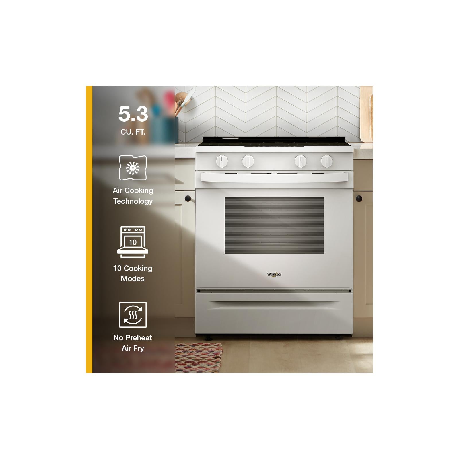 Whirlpool White Slide-In Smart Electric Convection Range (5.3 Cu. Ft.) - YWSES4530TW--