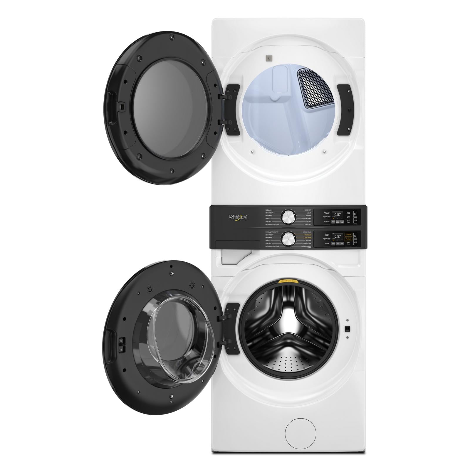 Whirlpool White Front Load Laundry Tower with FreshFlowTM Vent System and UV Clean Technology (5.2 cu. ft. Washer & 7.4 cu. ft. Gas Dryer) - WGF5727TW