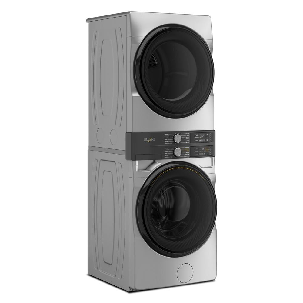 Whirlpool Radiant Silver Front Load Laundry Tower with FreshFlowTM Vent System and UV Clean Technology (5.2 cu. ft. Washer & 7.4 cu. ft. Electric Dryer) - YWEF5727TR