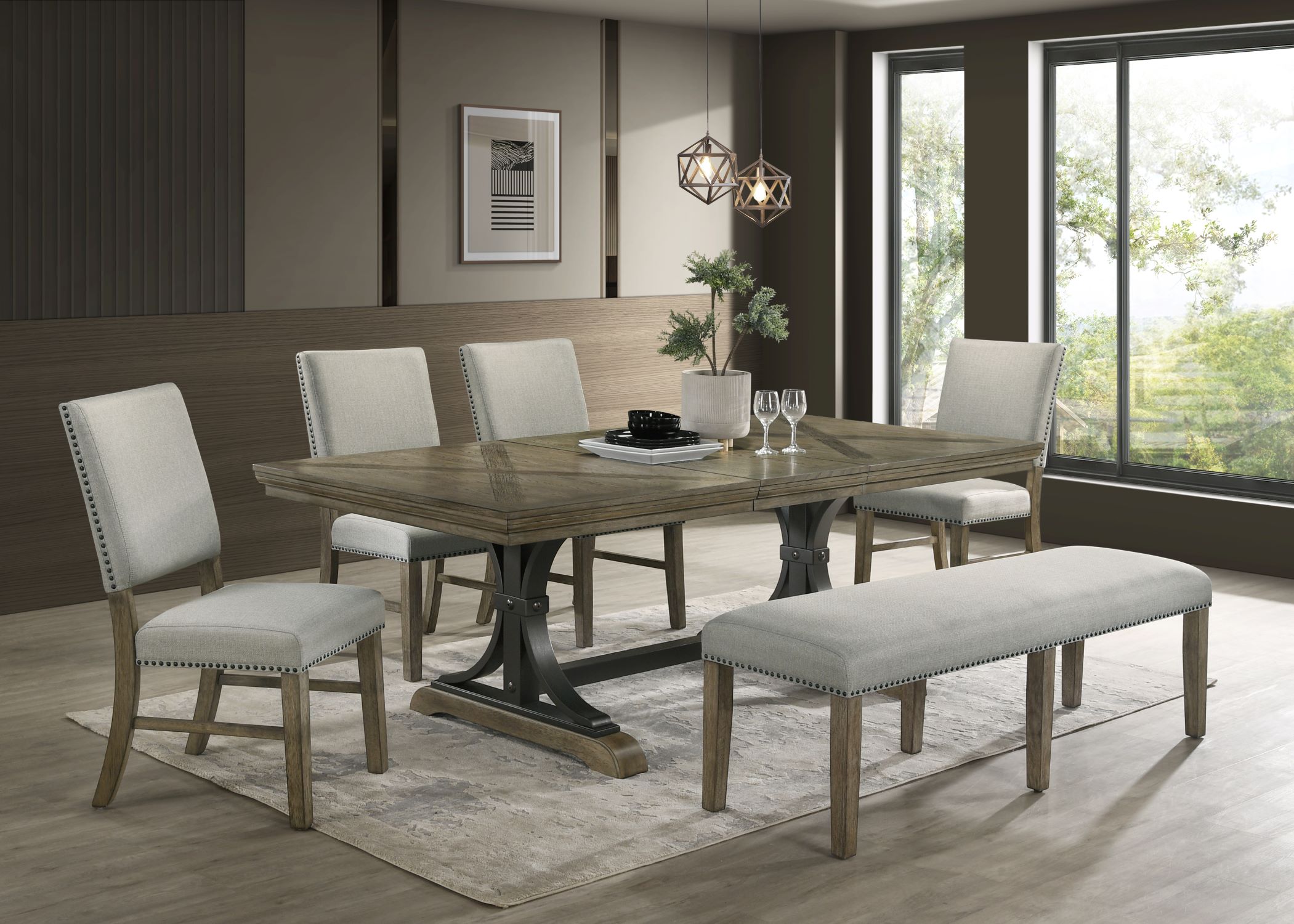 Yorkshire 6 - Piece Extendable Dining set - Warm Grey