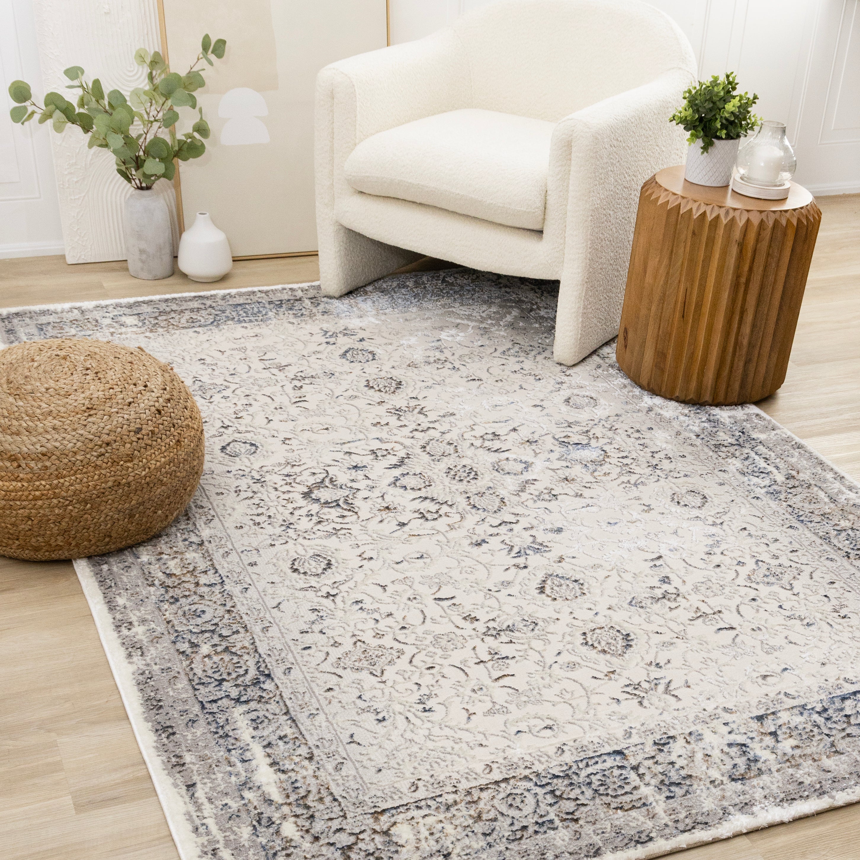 Chateau Charm 7'10" x 10'6" Elegant Classic Area Rug - Grey, Beige