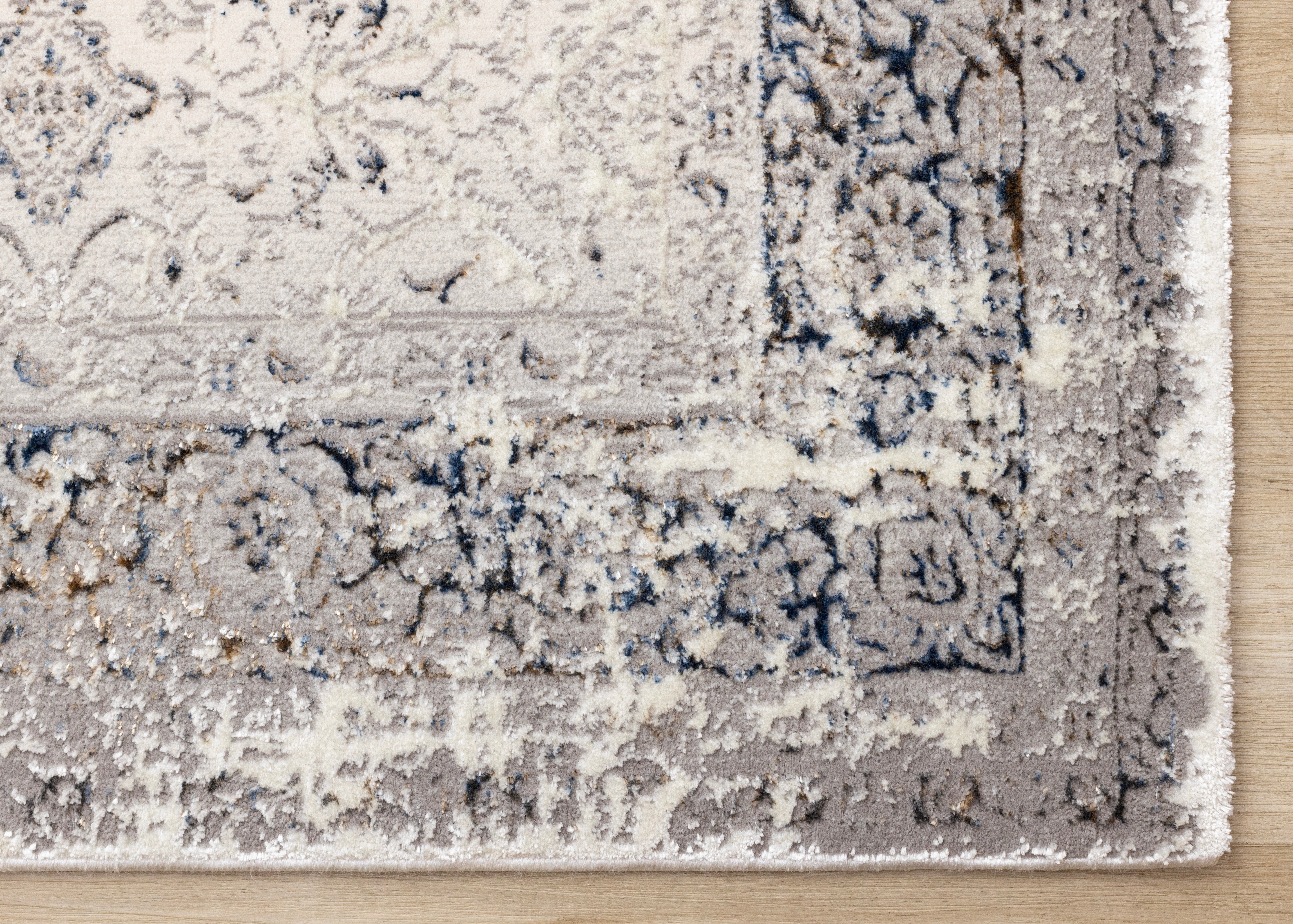 Chateau Charm 6'7" x 9'6" Elegant Classic Area Rug - Grey, Beige