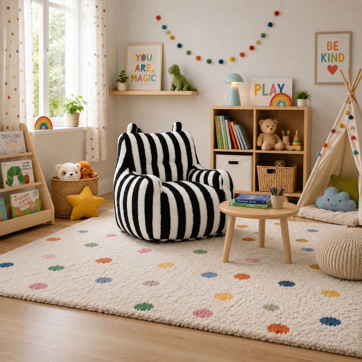 Parker - Kids White & Black All Foam Chair