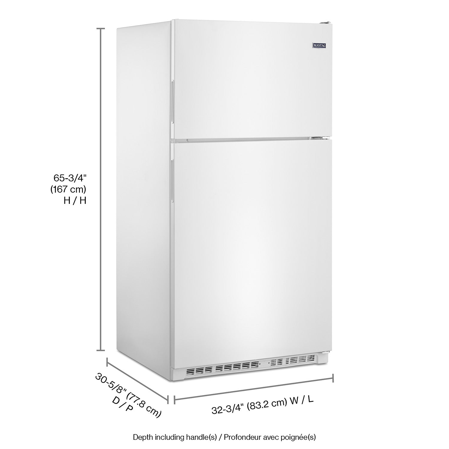 Maytag 33" 21 Cu. Ft. White Top-Freezer Refrigerator - MRT311FFFH