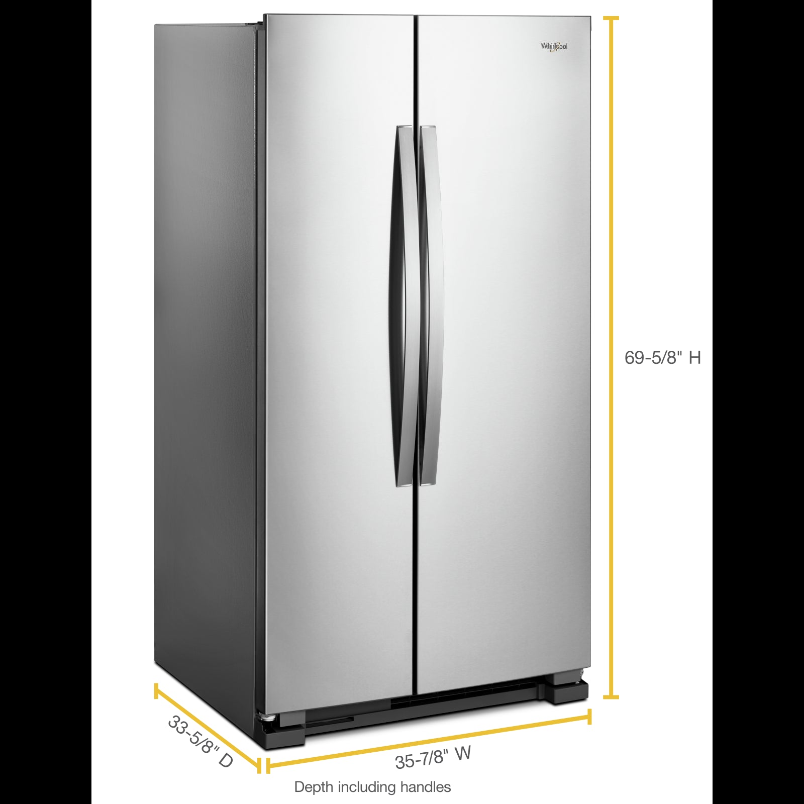 Whirlpool 35.88" 25 Cu. Ft. Monochromatic Stainless Steel Side-by-Side Refrigerator - WRS315SNHM