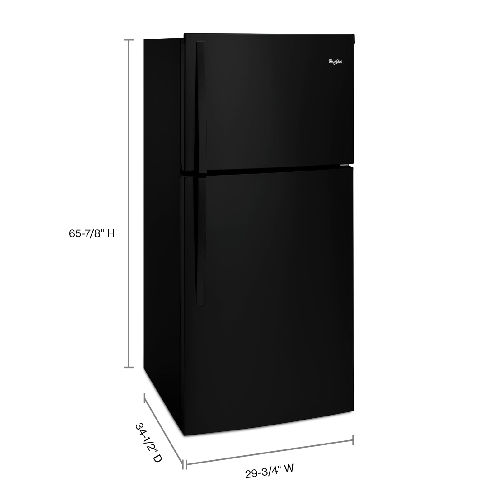 Whirlpool 30" 19.2 Cu. Ft. Black Top-Freezer Refrigerator - WRT549SZDB