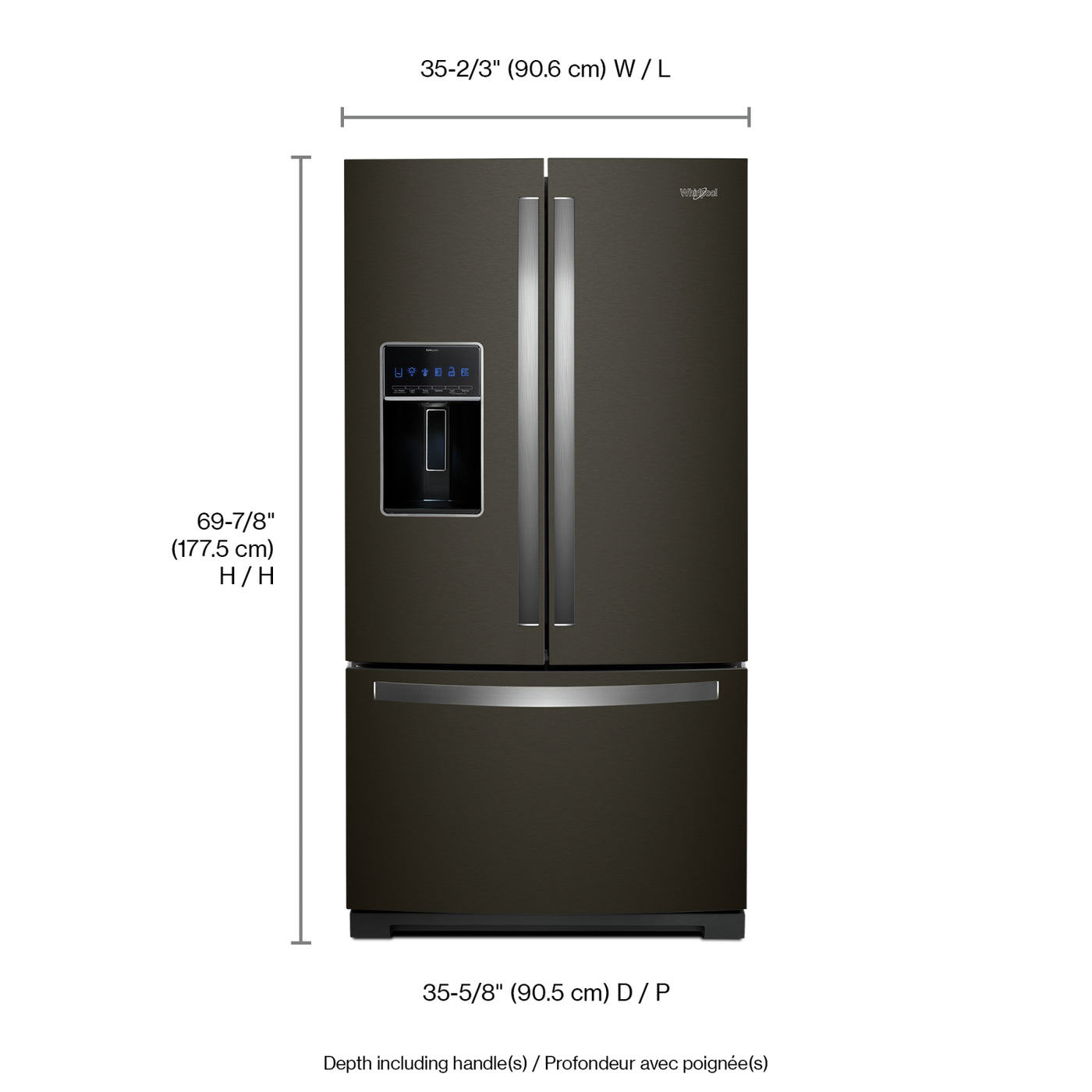 Whirlpool Black Stainless Steel French Door Refrigerator (27 Cu. Ft.) - WRF767SDHV