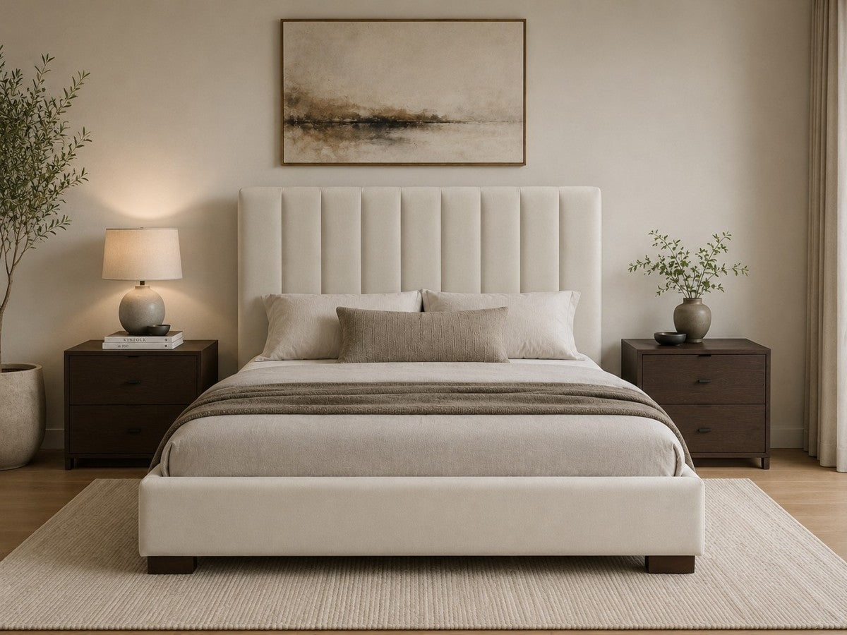 Ollie 3-Piece Queen Upholstered Bed - Beige