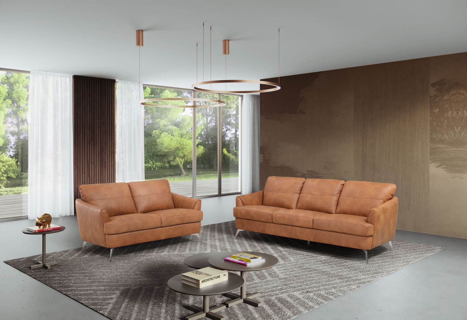 Bontadini Italian Leather Loveseat - Cappuccino