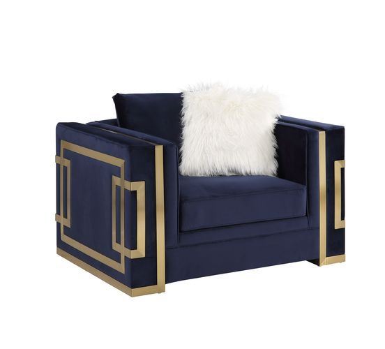 Innri Velvet Arm Chair - Blue