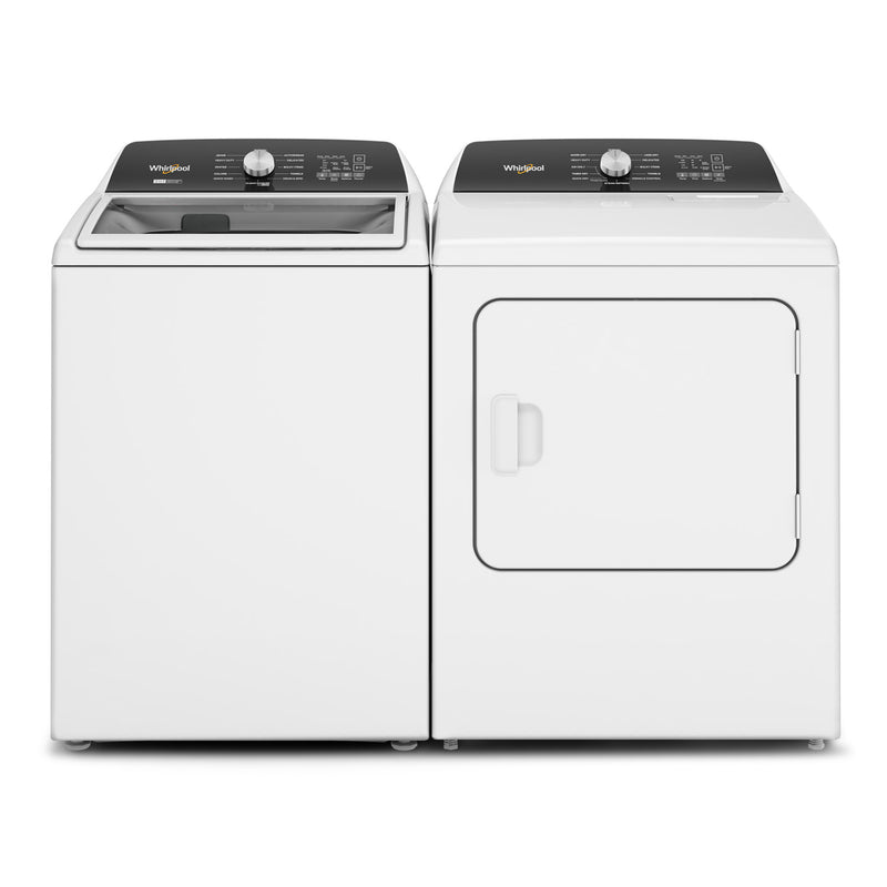 Whirlpool White TopLoad Washer (5.4 cu. ft.) & Steam Gas Dryer (7.0 cu