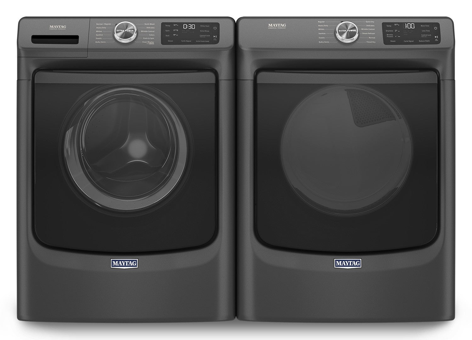 Maytag Volcano Black Front-Load Washer (5.5 cu.ft.) & Electric Dryer (7.3 cu. ft.) - MHW6630MBK/YMED6630MBK