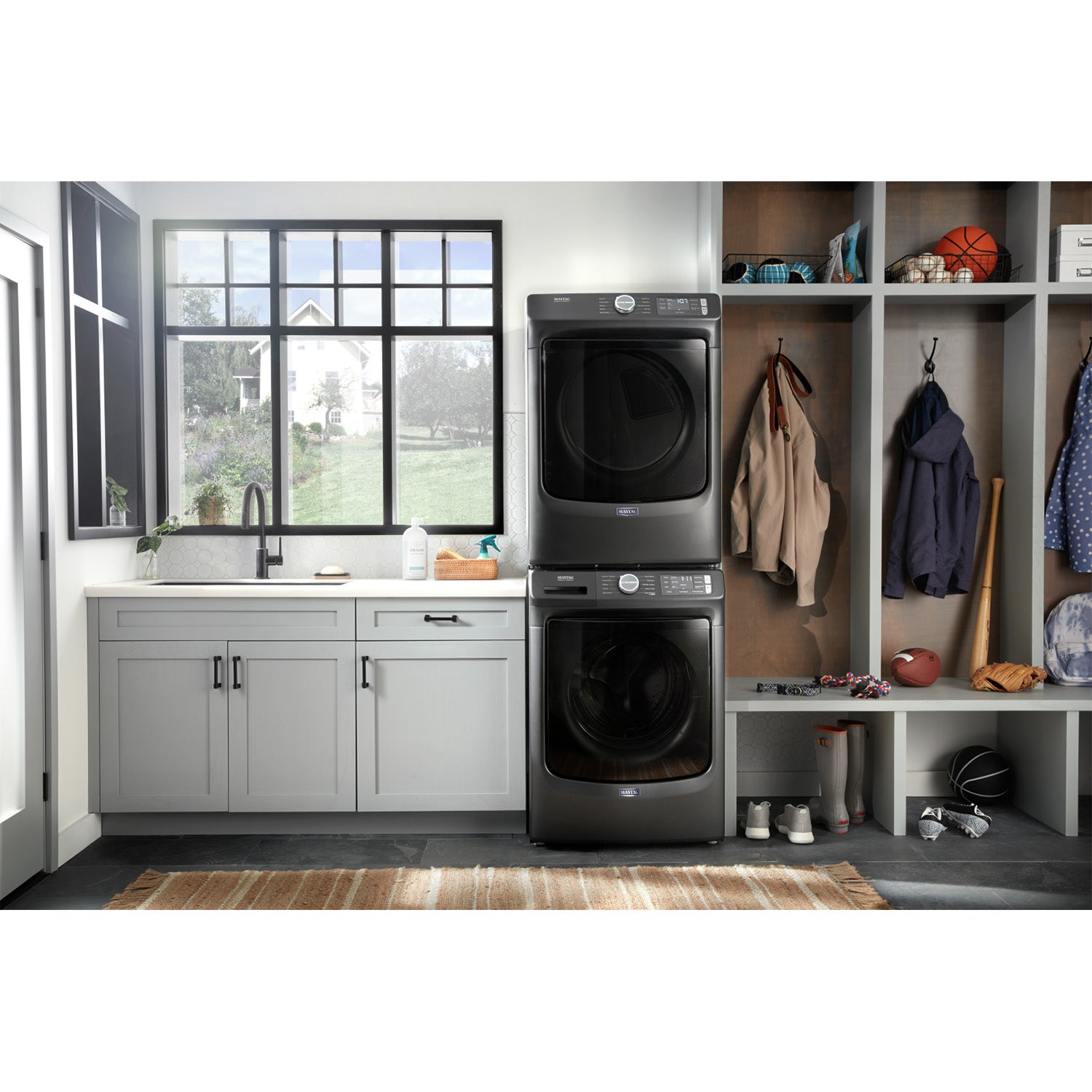 Maytag Volcano Black Front-Load Washer (5.2 cu. ft.) & Gas Dryer (7.3 cu. ft.) - MHW5630MBK/MGD6630MBK