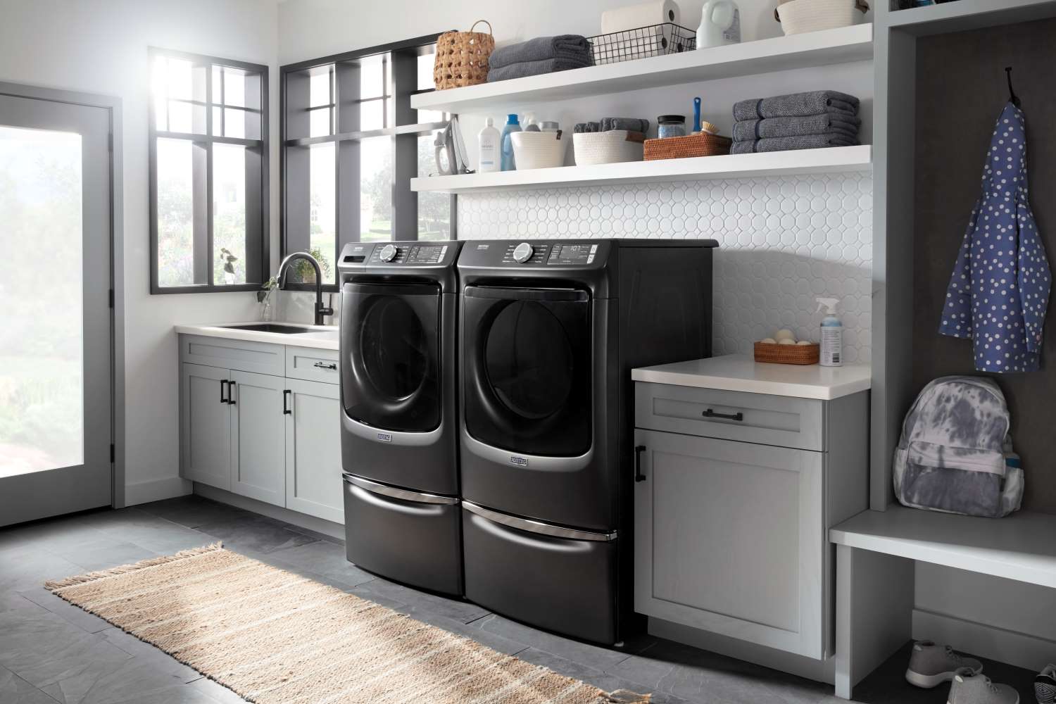 Maytag Volcano Black Front-Load Washer (5.2 cu. ft.) & Gas Dryer (7.3 cu. ft.) - MHW5630MBK/MGD5630MBK