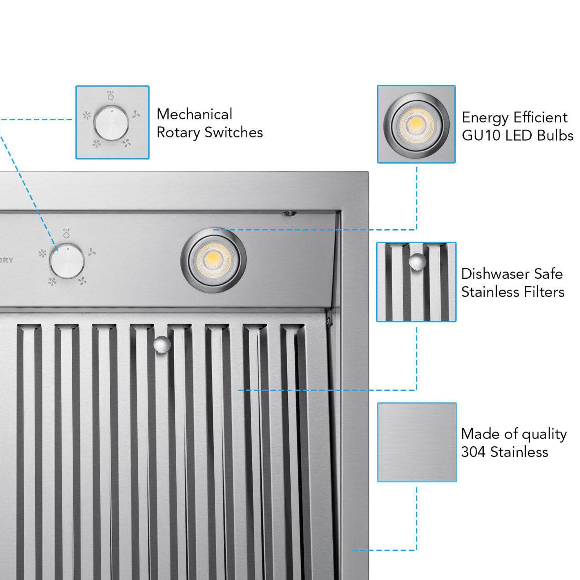 VICTORY Stainless Steel 48-Inch 750 CFM Wall Mount Range Hood - Twister-48