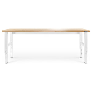 Gladiator Hammered White 8' Adjustable Height Hardwood Workbench - GAWB08HWGW