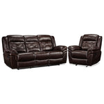 Cooper Leather Reclining Sofa and Recliner Set - Brown