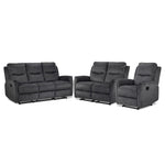 Grayson Reclining Sofa, Reclining Loveseat and Recliner Set - Charcoal