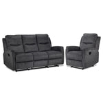 Grayson Reclining Sofa and Recliner Set - Charcoal