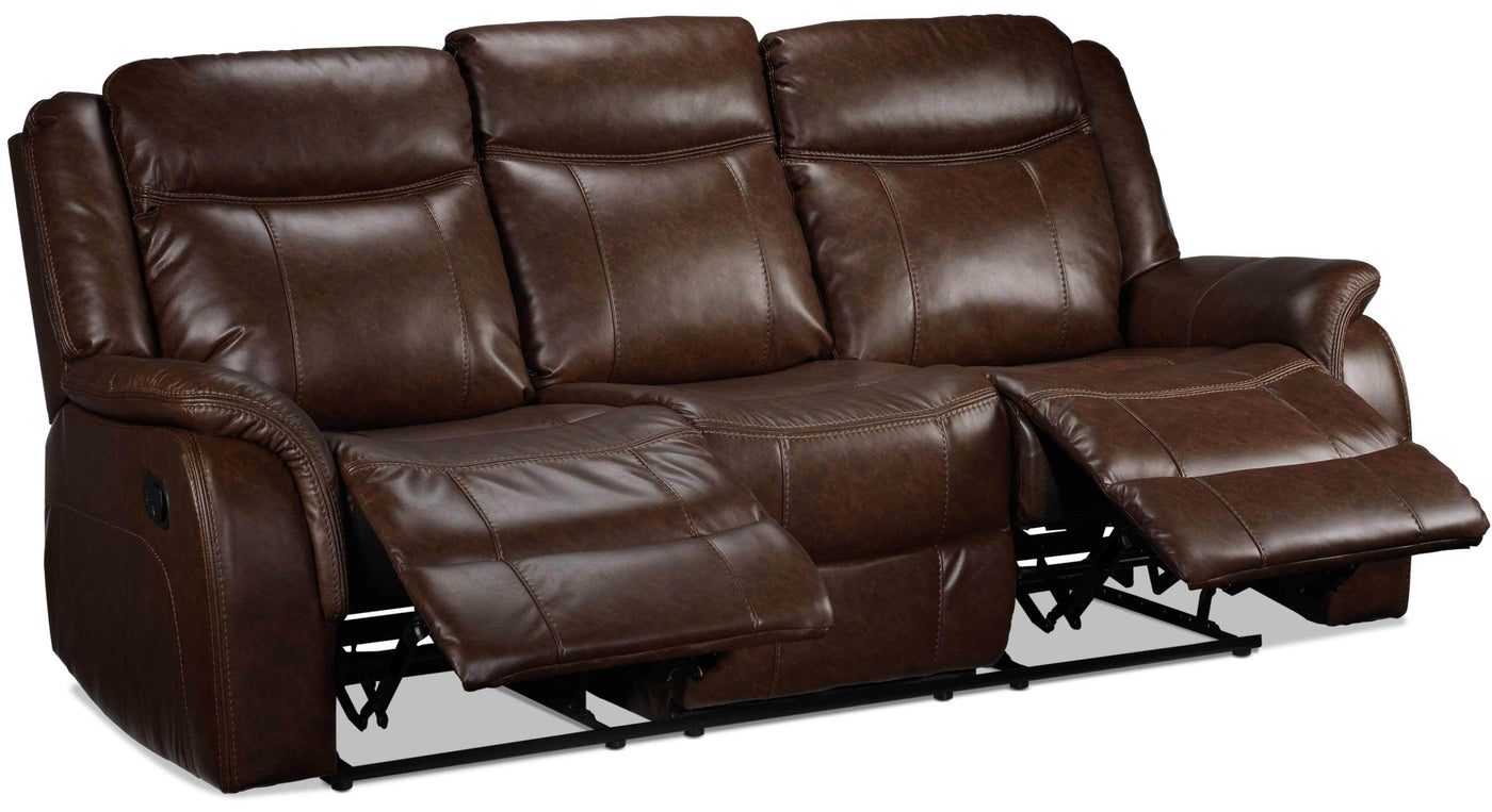 Scorpio Reclining Sofa with Drop Tray - Whiskey Brown