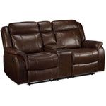 Scorpio Reclining Loveseat with Console - Whiskey Brown