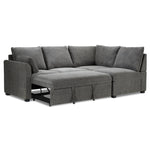 Portland 3-Piece Sectional with Left-Facing Pop-Up Bed - Grey