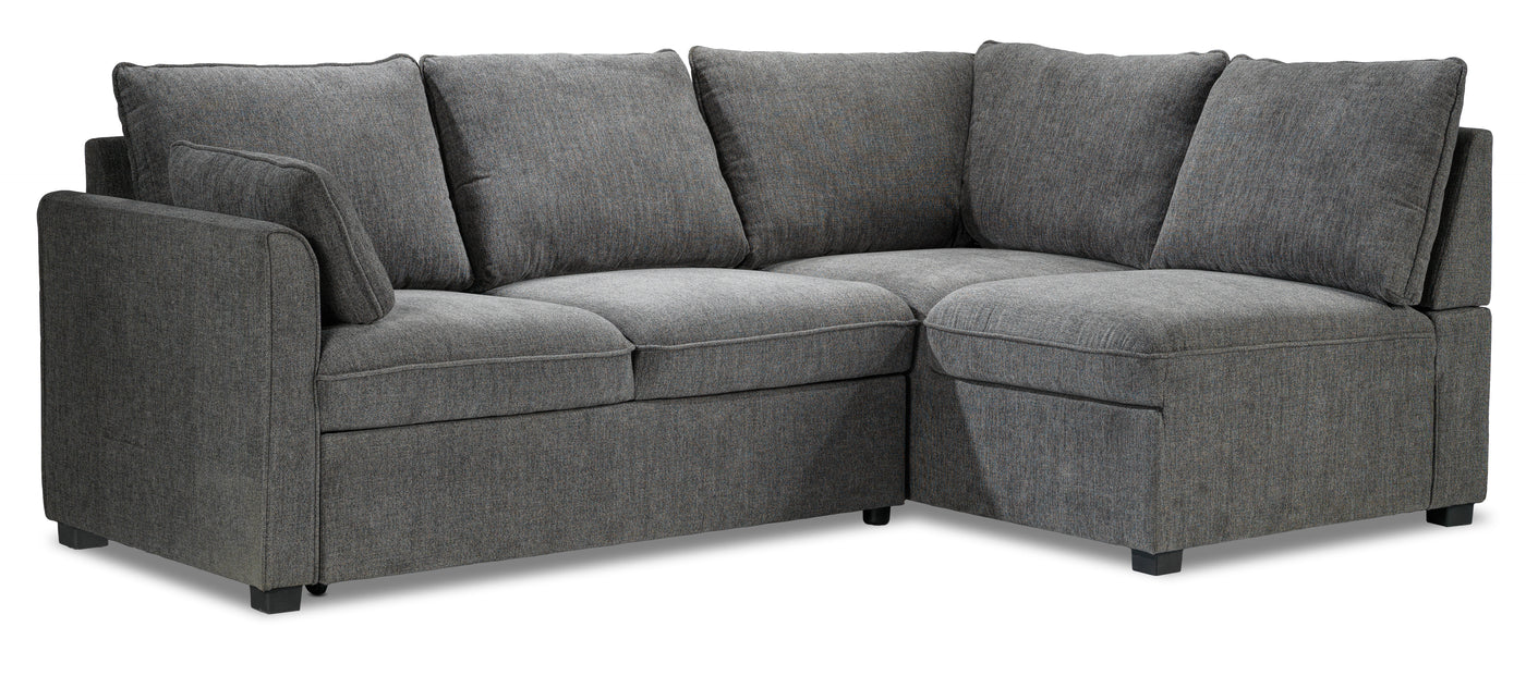 Portland 3-Piece Sectional with Left-Facing Pop-Up Bed - Grey