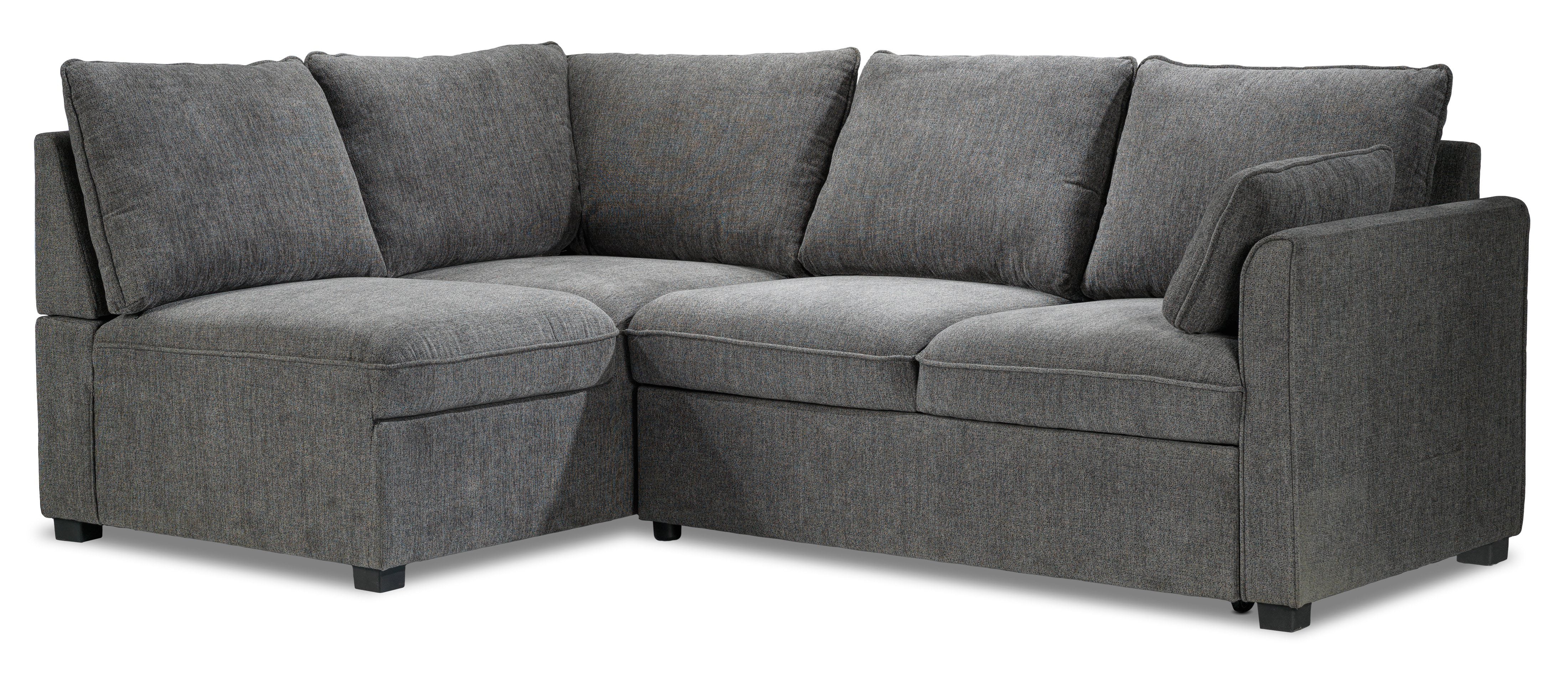 Portland 3-Piece Sectional with Right-Facing Pop-Up Bed - Grey