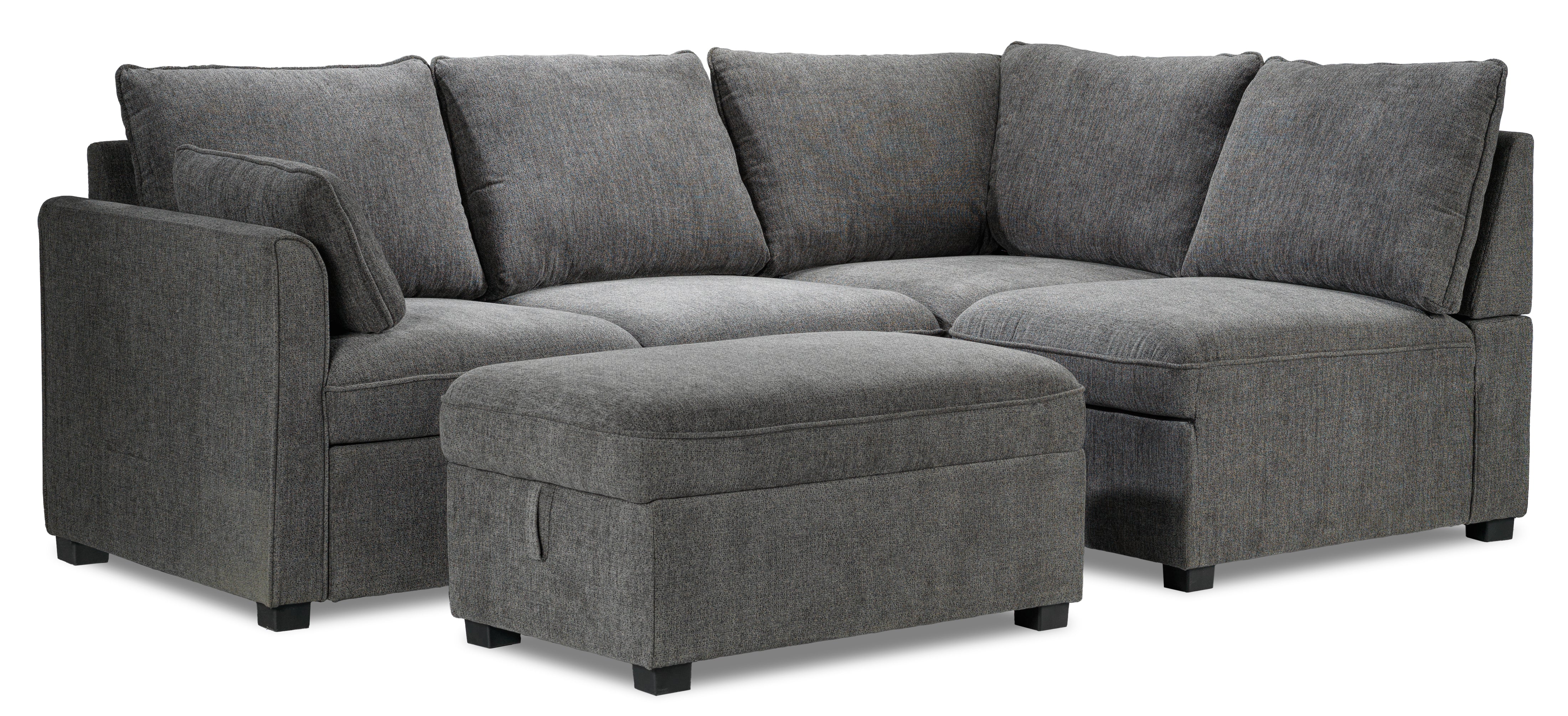 Portland 3-Piece Sectional with Left-Facing Pop-Up Bed - Grey