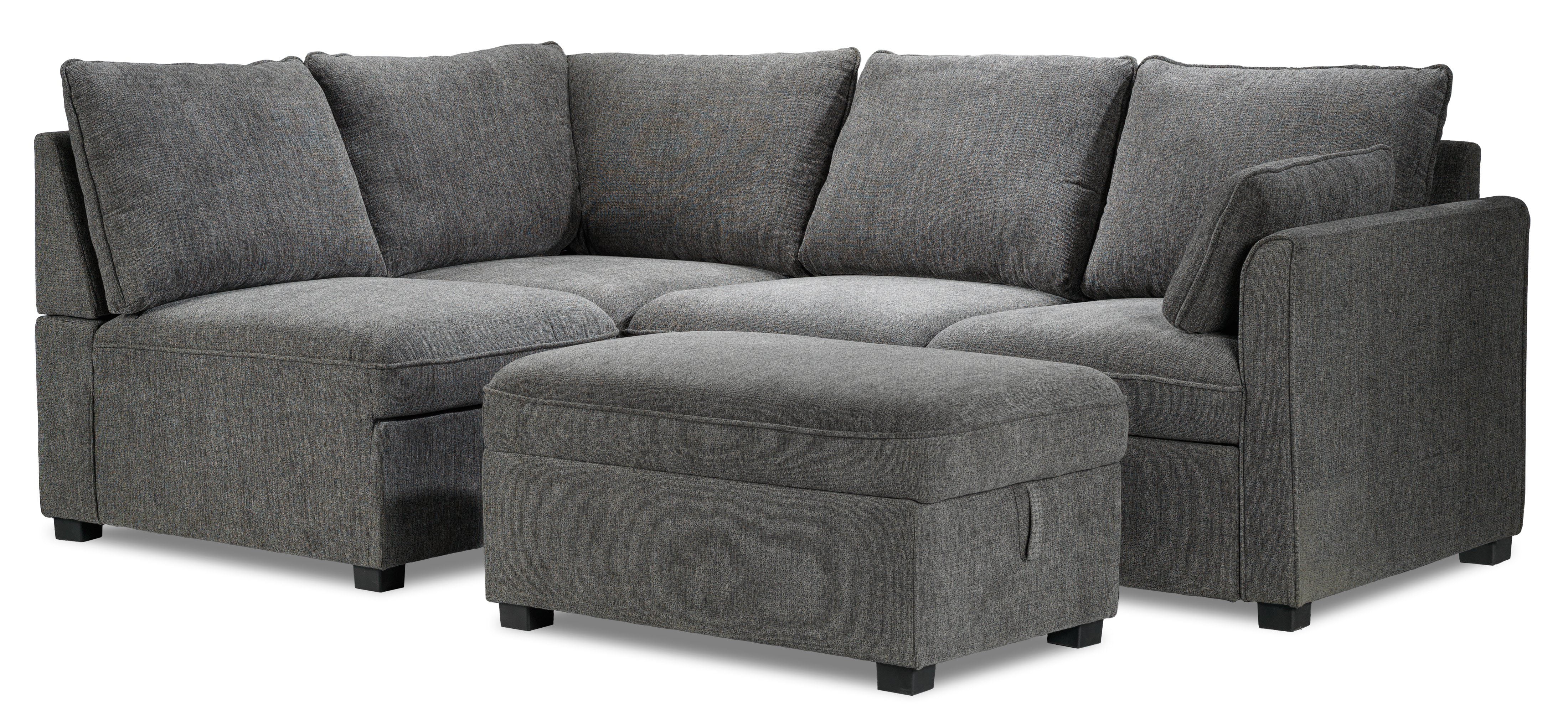Portland 3-Piece Sectional with Right-Facing Pop-Up Bed - Grey
