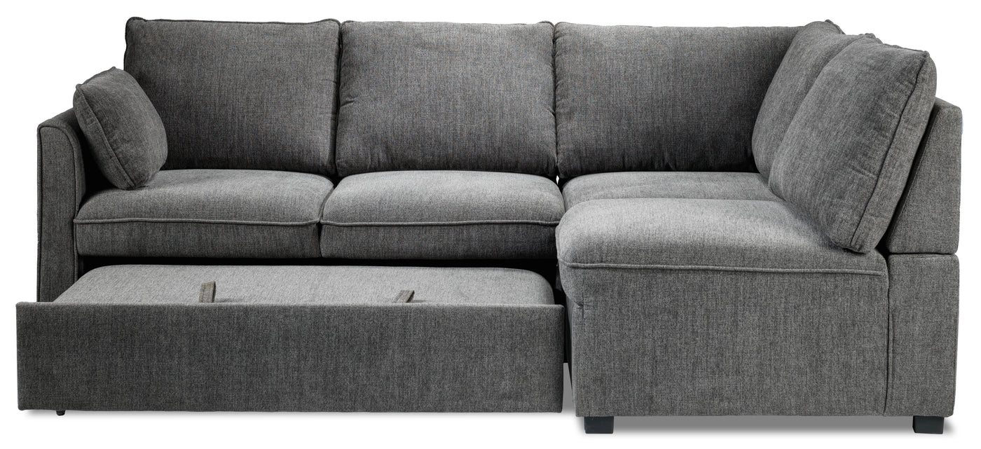 Portland 3-Piece Sectional with Left-Facing Pop-Up Bed - Grey