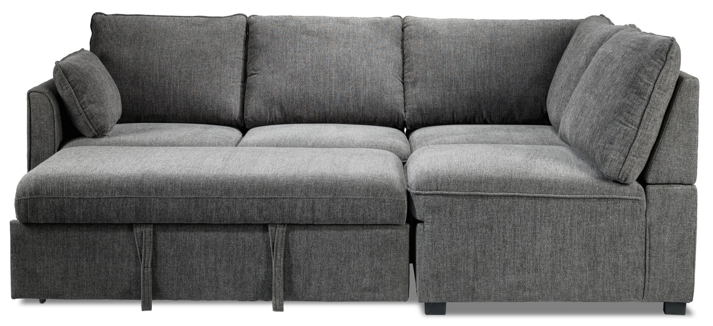 Portland 3-Piece Sectional with Left-Facing Pop-Up Bed - Grey