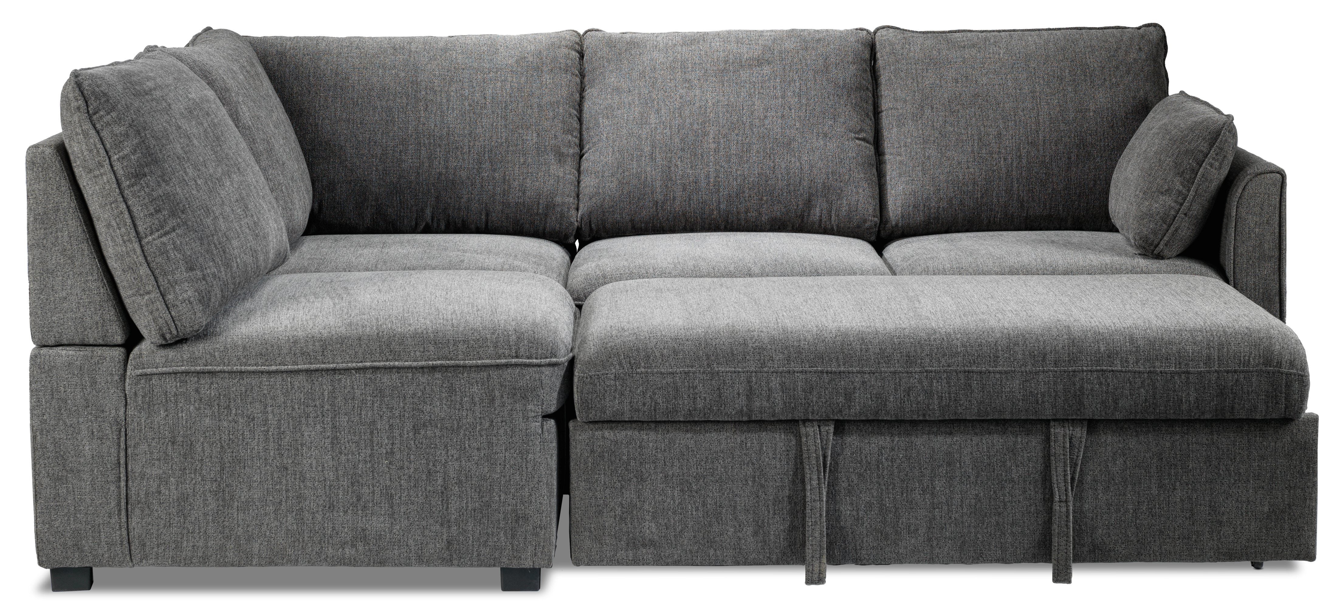 Portland 3-Piece Sectional with Right-Facing Pop-Up Bed - Grey