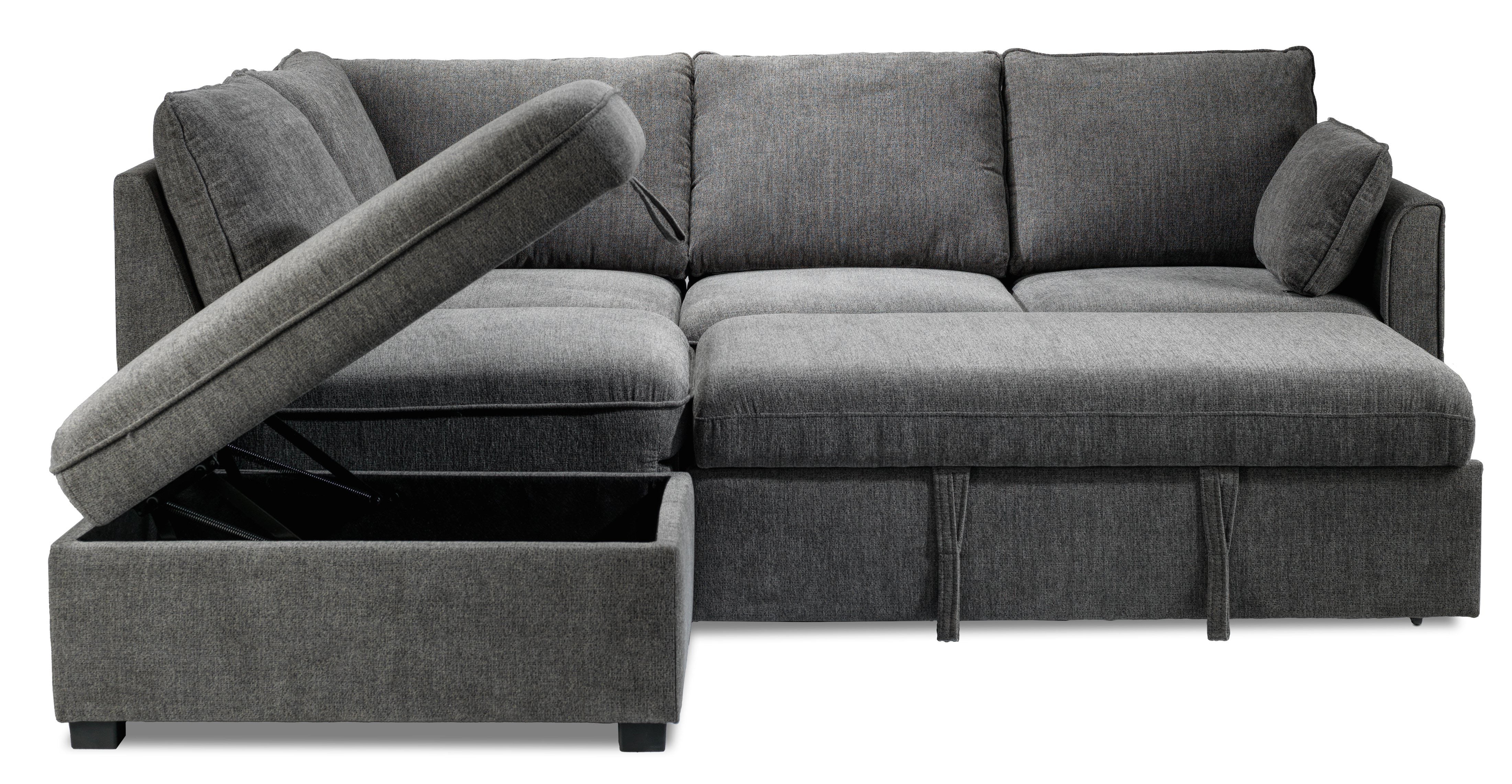Portland 3-Piece Sectional with Right-Facing Pop-Up Bed - Grey